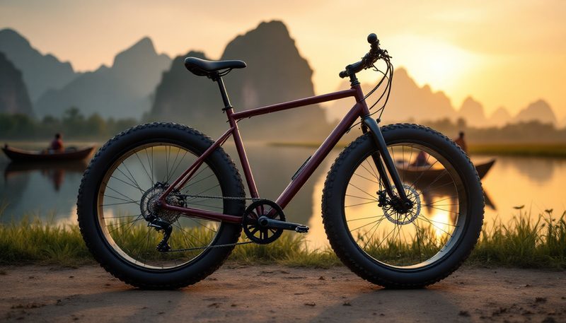 Illustration: fat bike at sunrise